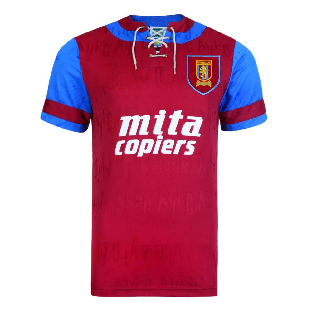 Score Draw Aston Villa 1992 Retro Football Shirt (Mellberg 3)