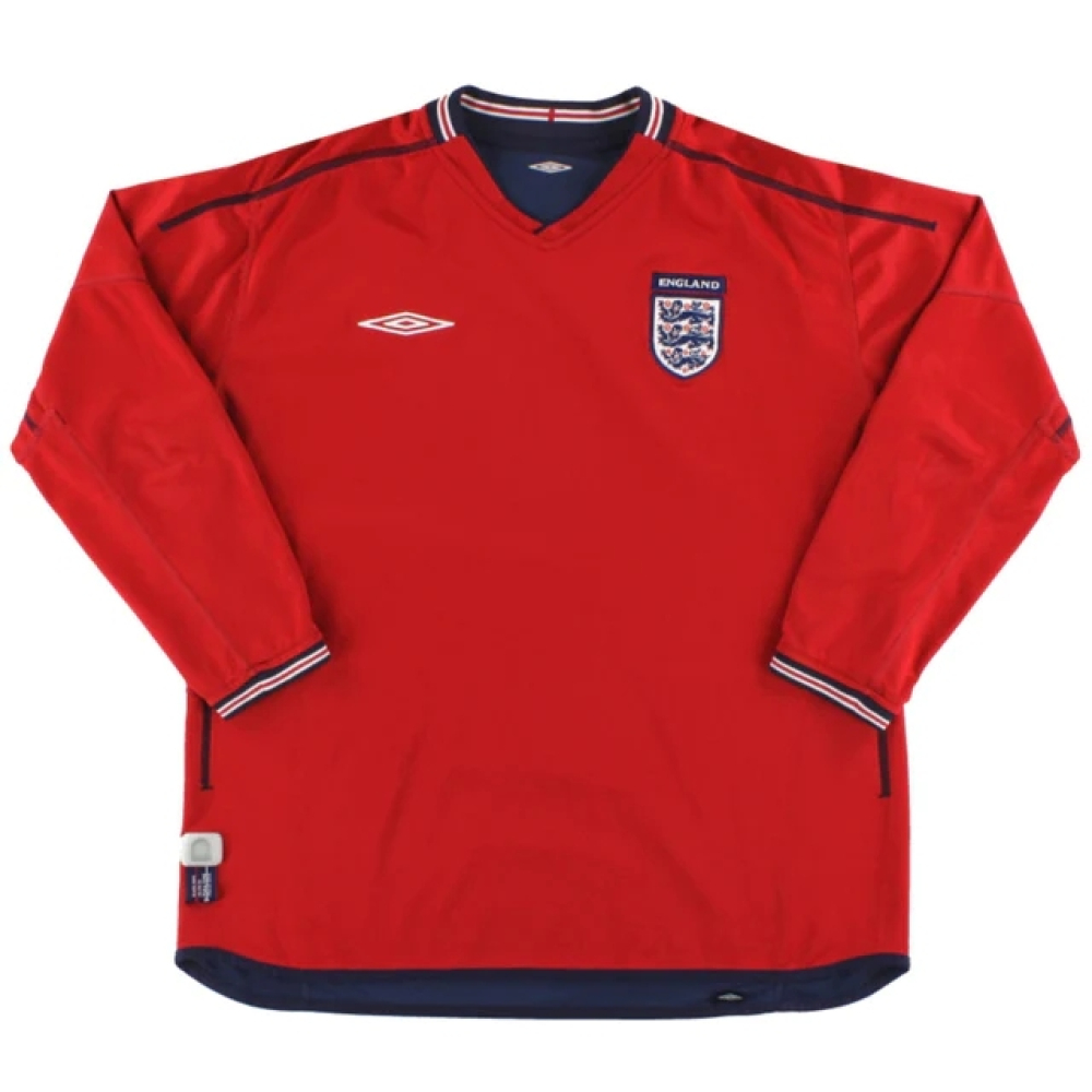 England 2002-04 Long Sleeve Away Shirt (L) (Very Good) (Gascoigne 8)