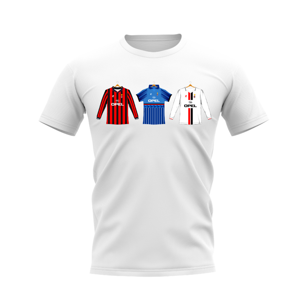 AC Milan 1995-1996 Retro Shirt T-shirt (White) (MALDINI 3)