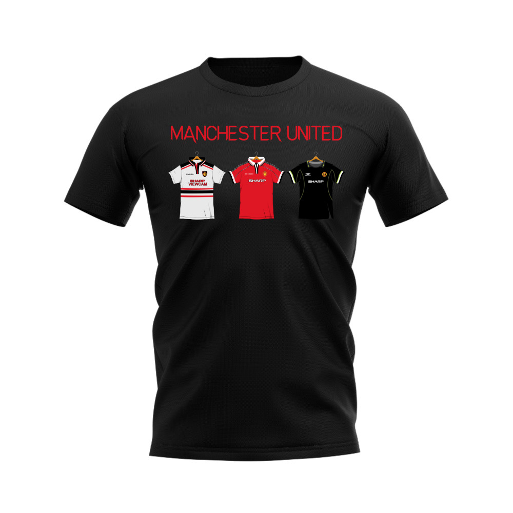 Manchester United 1998-1999 Retro Shirt T-shirt - Text (Black) (Blomqvist 15)