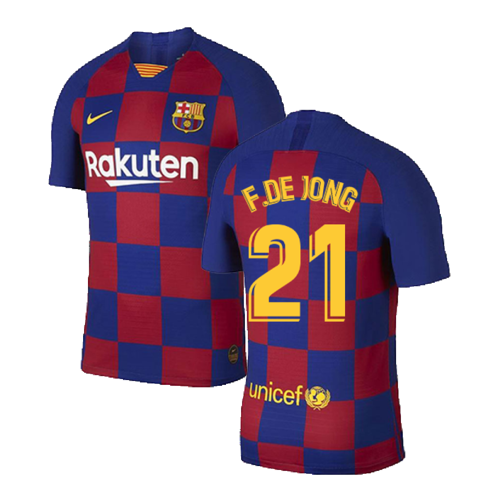 2019-2020 Barcelona Home Vapor Match Nike Shirt (Kids) (F.De Jong 21)