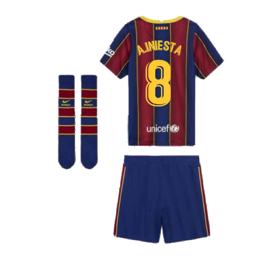 2020-2021 Barcelona Home Nike Little Boys Mini Kit (A.INIESTA 8)