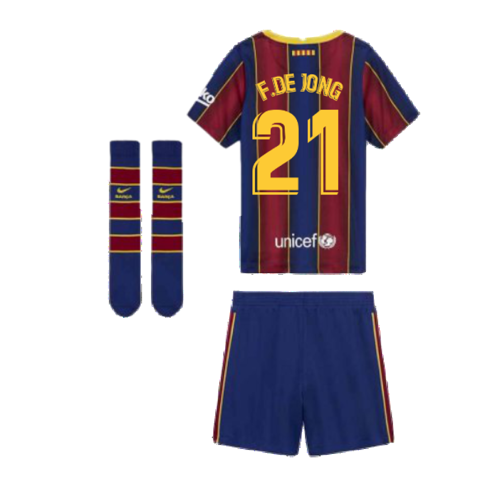 2020-2021 Barcelona Home Nike Little Boys Mini Kit (F.DE JONG 21)