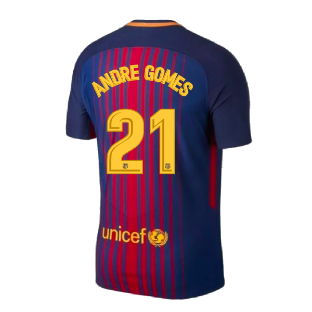 2017-2018 Barcelona Home Match Vapor Shirt (Andre Gomes 21)