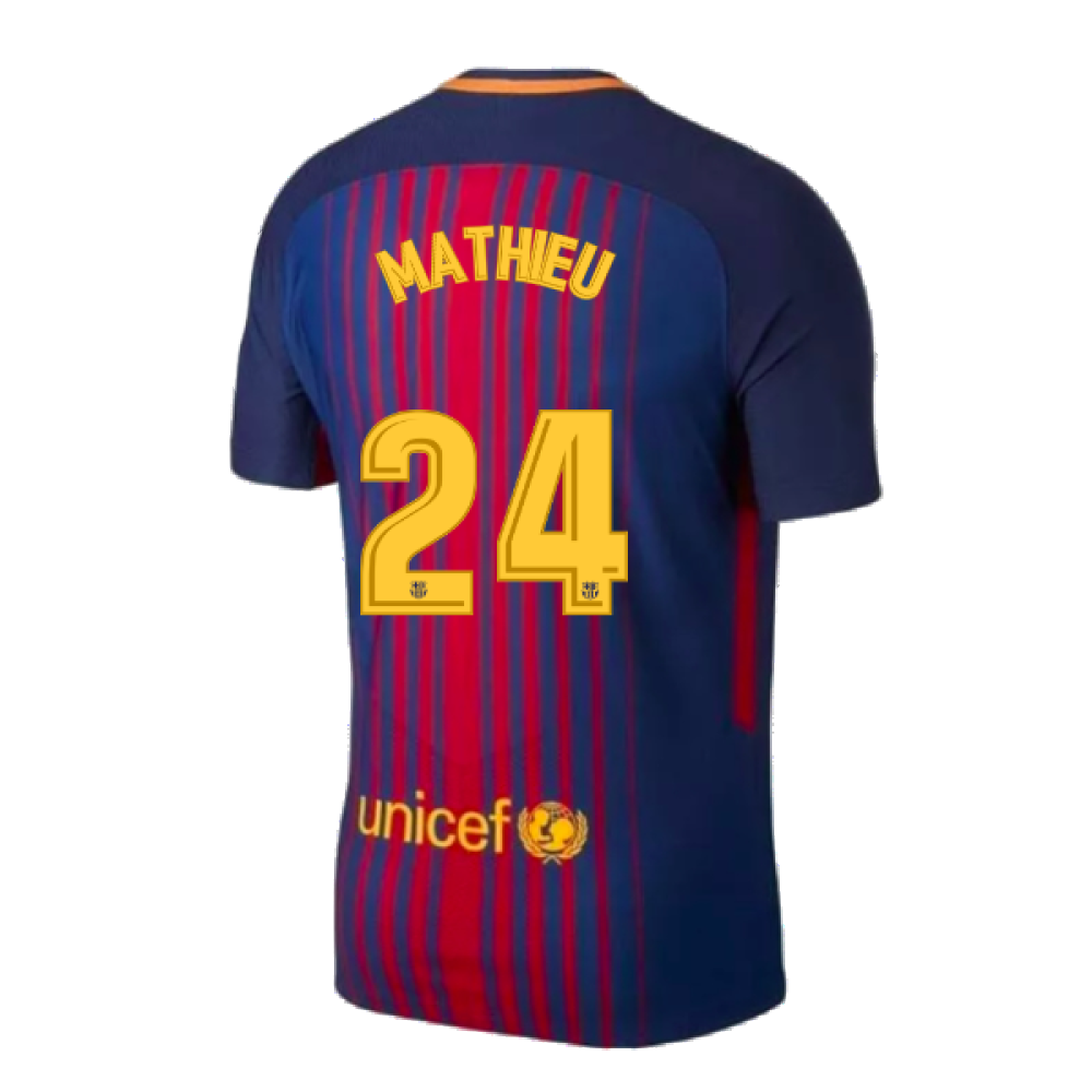 2017-2018 Barcelona Home Match Vapor Shirt (Mathieu 24)