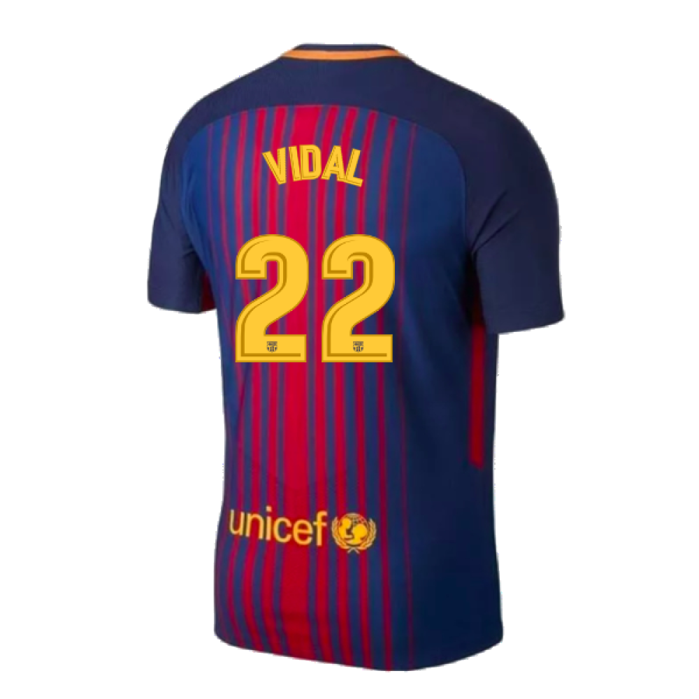 2017-2018 Barcelona Home Match Vapor Shirt (Vidal 22)