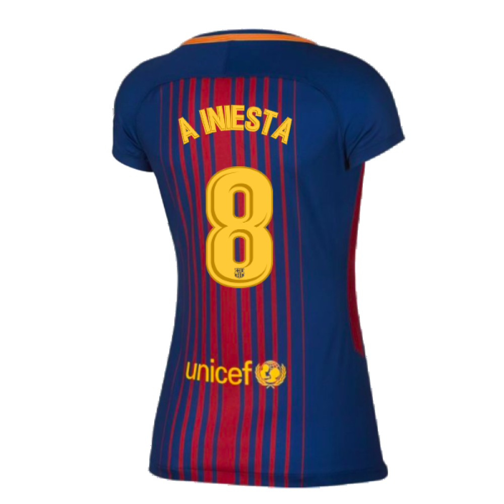 2017-2018 Barcelona Home Shirt (Womens) (A Iniesta 8)