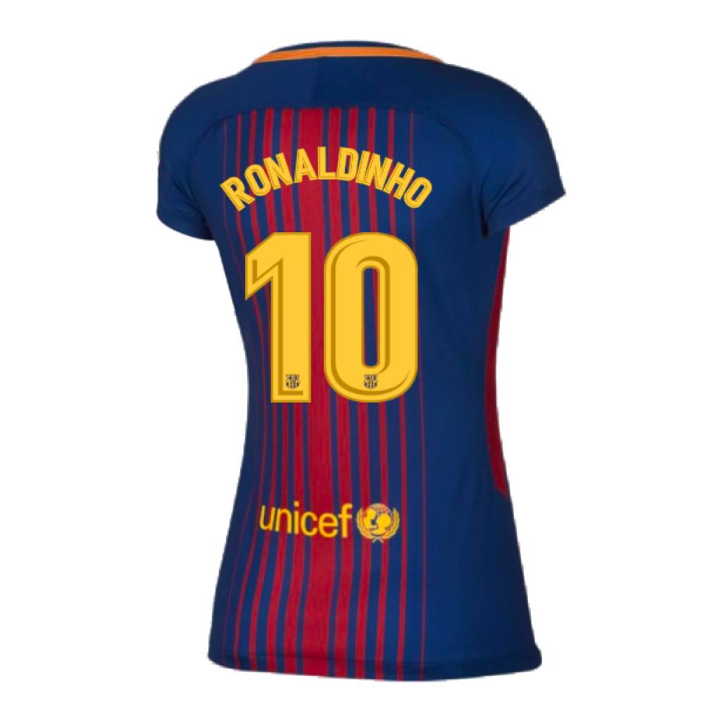 2017-2018 Barcelona Home Shirt (Womens) (Ronaldinho 10)