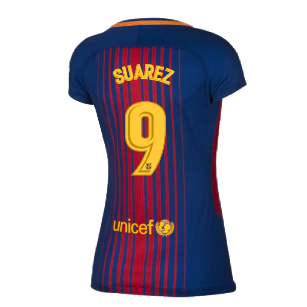 2017-2018 Barcelona Home Shirt (Womens) (Suarez 9)