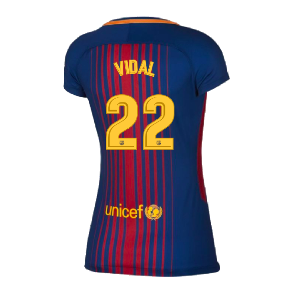 2017-2018 Barcelona Home Shirt (Womens) (Vidal 22)