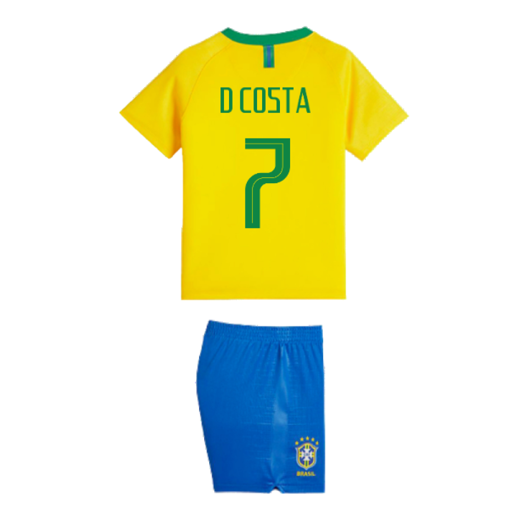 2018-2019 Brazil Little Boys Home Kit (D Costa 7)