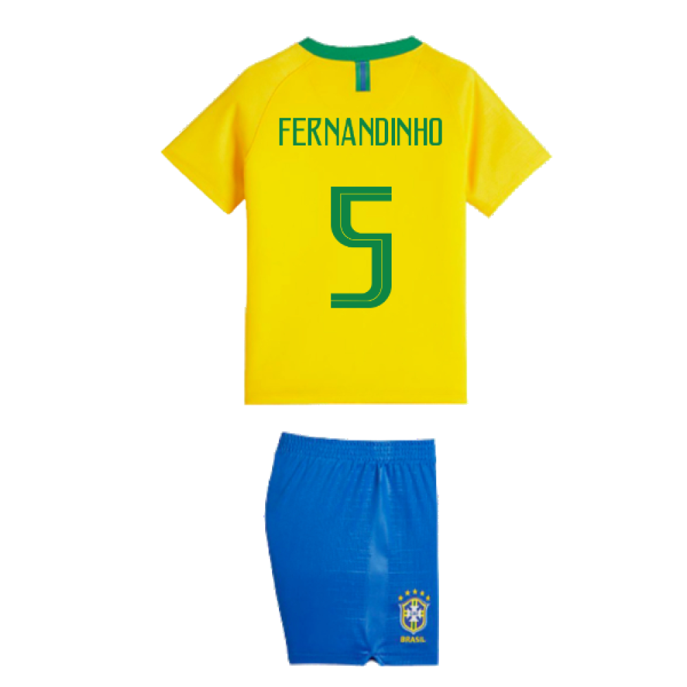 2018-2019 Brazil Little Boys Home Kit (Fernandinho 5)