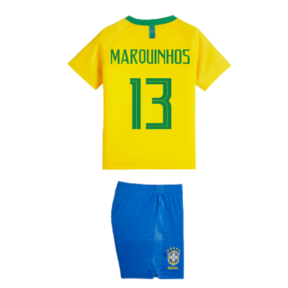 2018-2019 Brazil Little Boys Home Kit (Marquinhos 13)