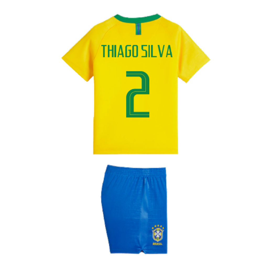 2018-2019 Brazil Little Boys Home Kit (Thiago Silva 2)