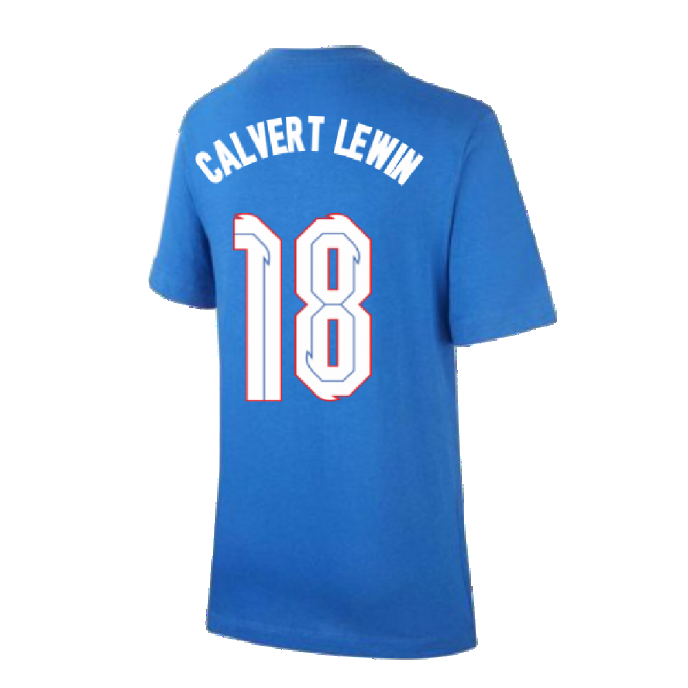 2020-2021 England Nike Evergreen Crest Tee (Blue) - Kids (Calvert Lewin 18)