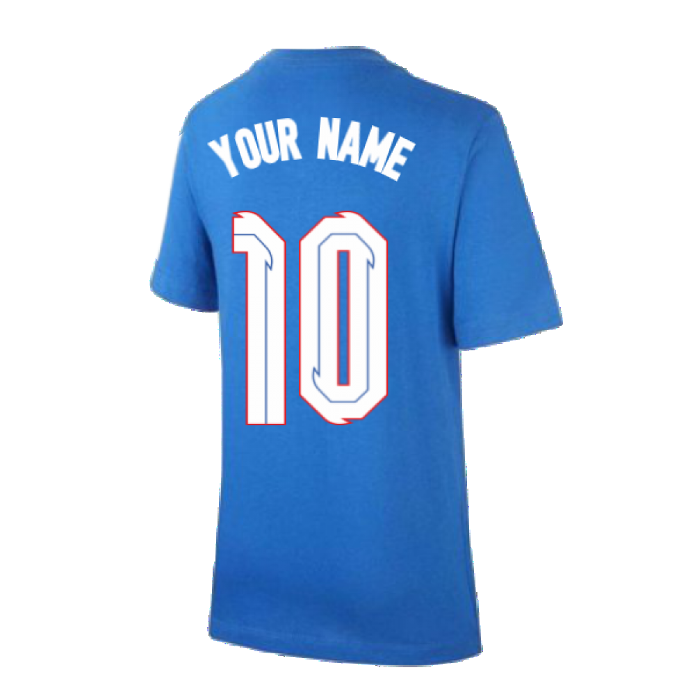 2020-2021 England Nike Evergreen Crest Tee (Blue) - Kids (Your Name)