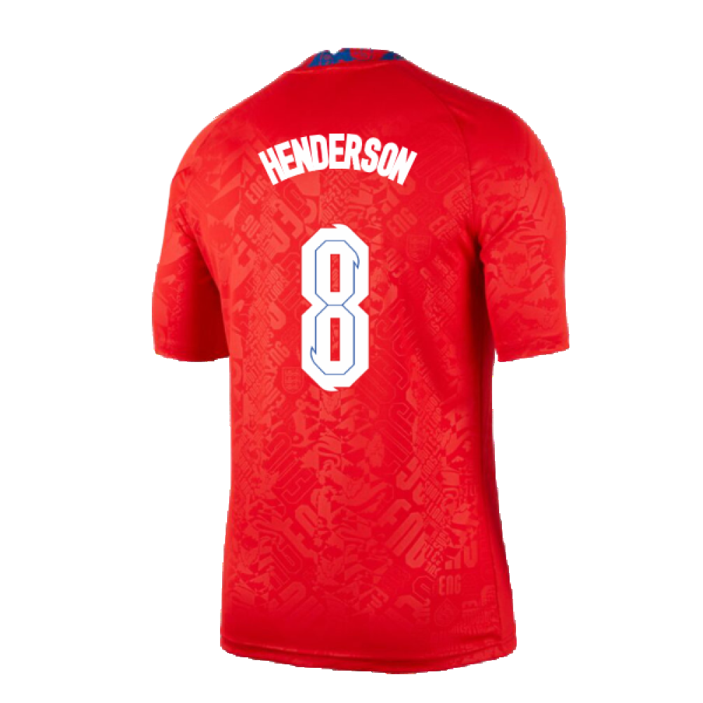 2020-2021 England Pre-Match Training Shirt (Red) (Henderson 8)