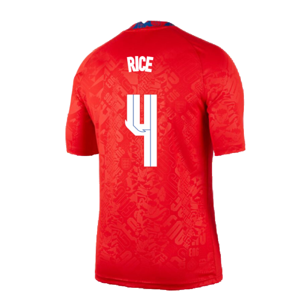 2020-2021 England Pre-Match Training Shirt (Red) (Rice 4)