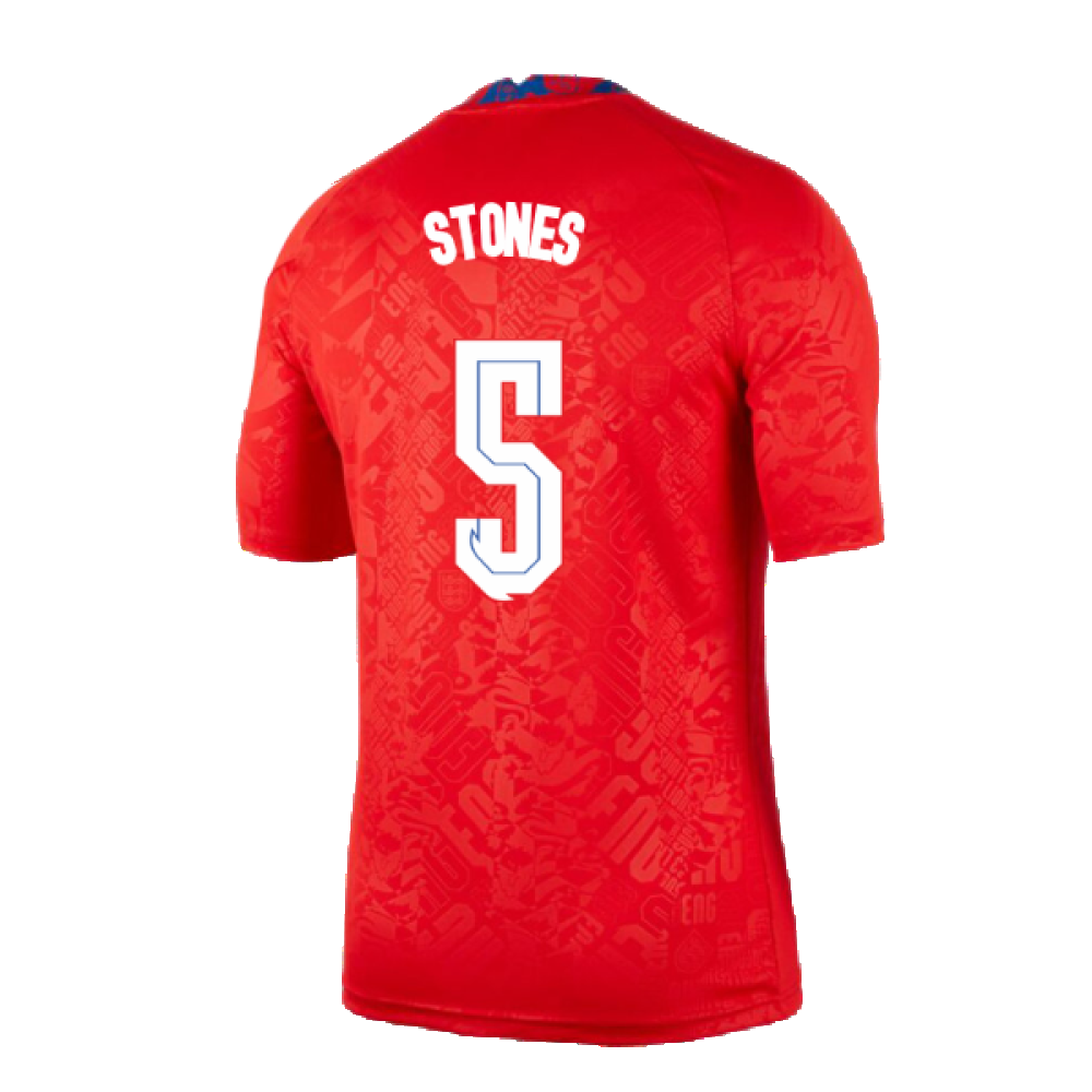 2020-2021 England Pre-Match Training Shirt (Red) (Stones 5)