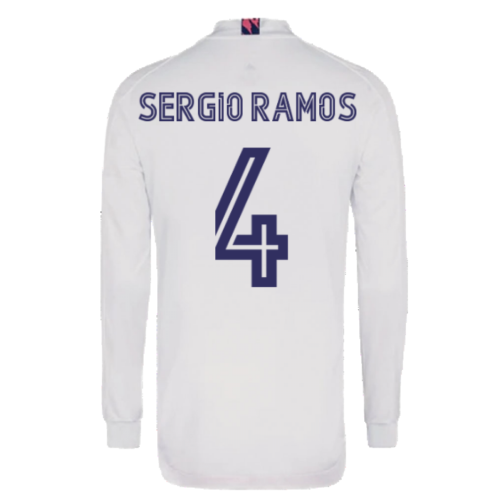 2020-2021 Real Madrid Long Sleeve Home Shirt (SERGIO RAMOS 4)