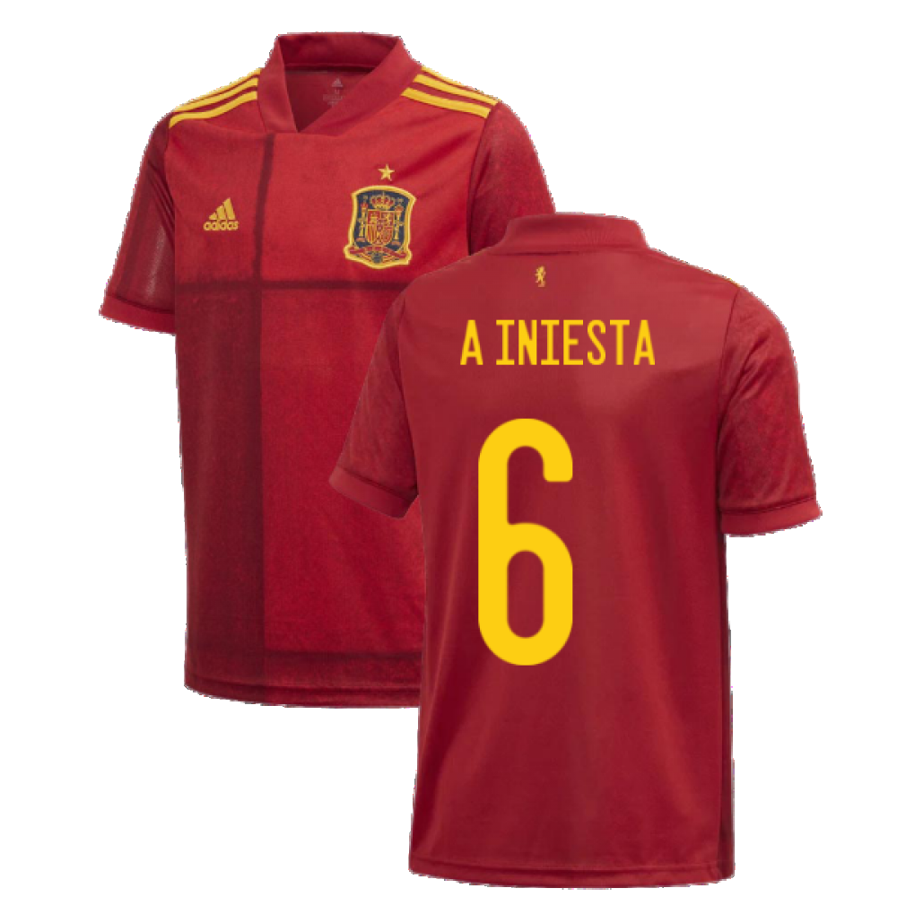 2020-2021 Spain Home Adidas Football Shirt (Kids) (A INIESTA 6)