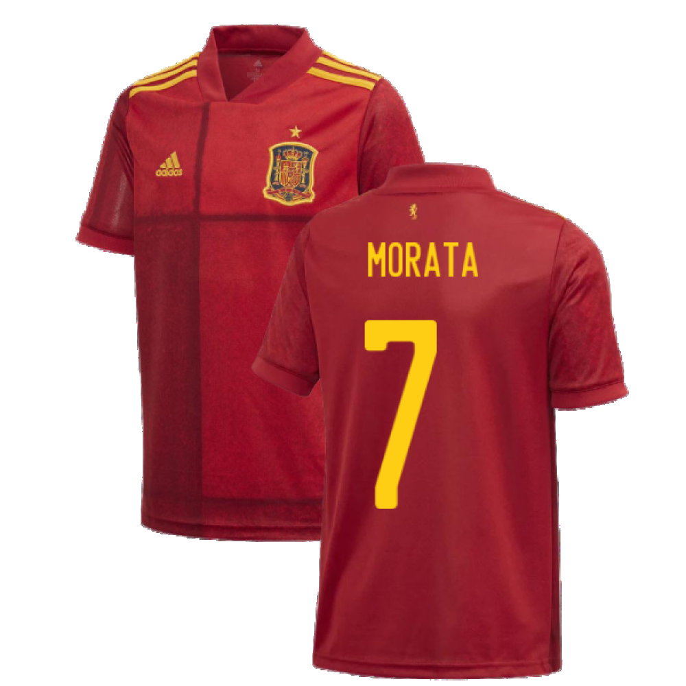 2020-2021 Spain Home Adidas Football Shirt (Kids) (MORATA 7)