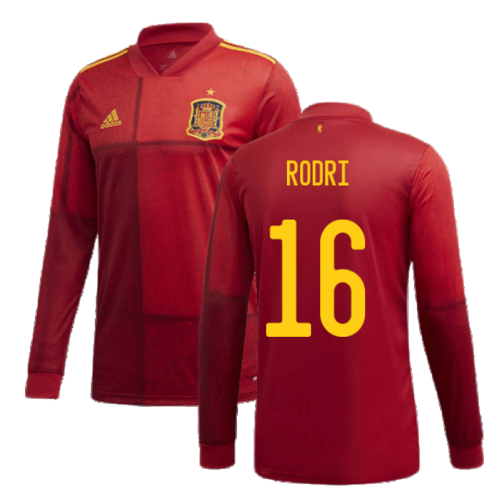 2020-2021 Spain Home Adidas Long Sleeve Shirt (RODRI 16)