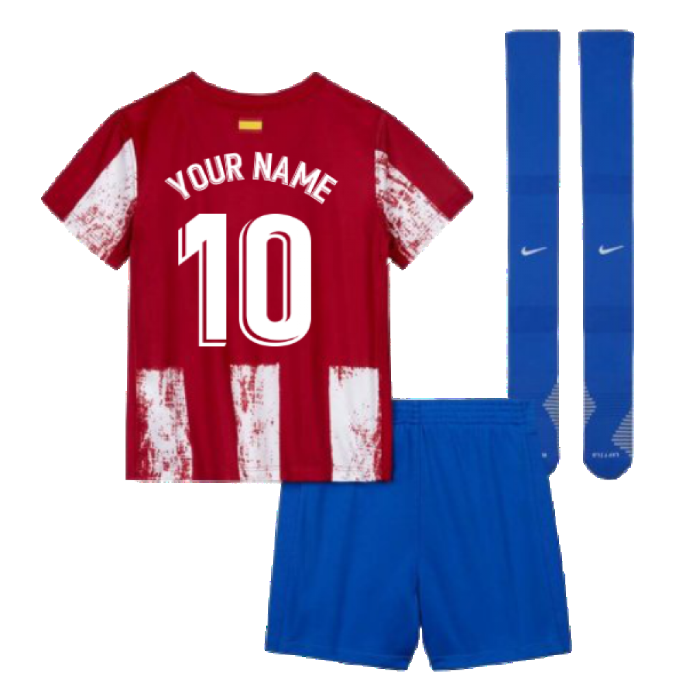 2021-2022 Atletico Madrid Little Boys Home Shirt (Your Name)