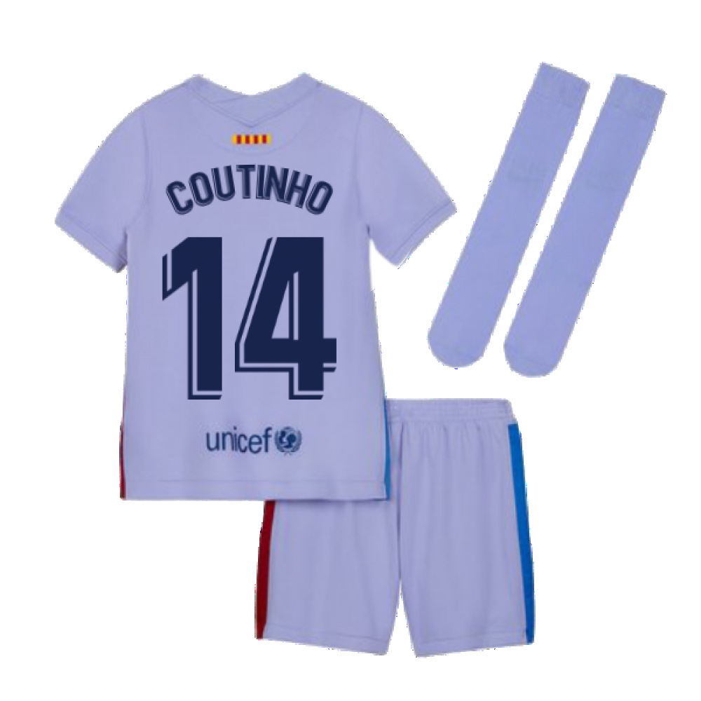 2021-2022 Barcelona Away Mini Kit (Kids) (COUTINHO 14)