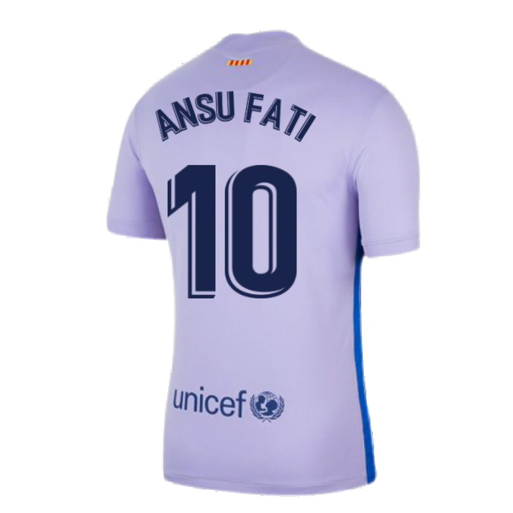 2021-2022 Barcelona Away Shirt (Kids) (ANSU FATI 10)