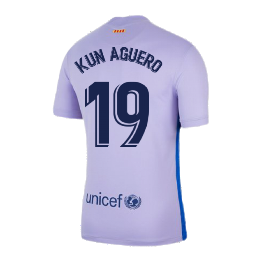 2021-2022 Barcelona Away Shirt (Kids) (KUN AGUERO 19)