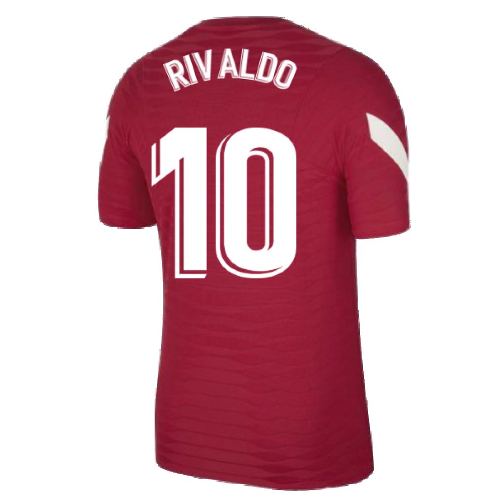 2021-2022 Barcelona Elite Training Shirt (Red) (RIVALDO 10)