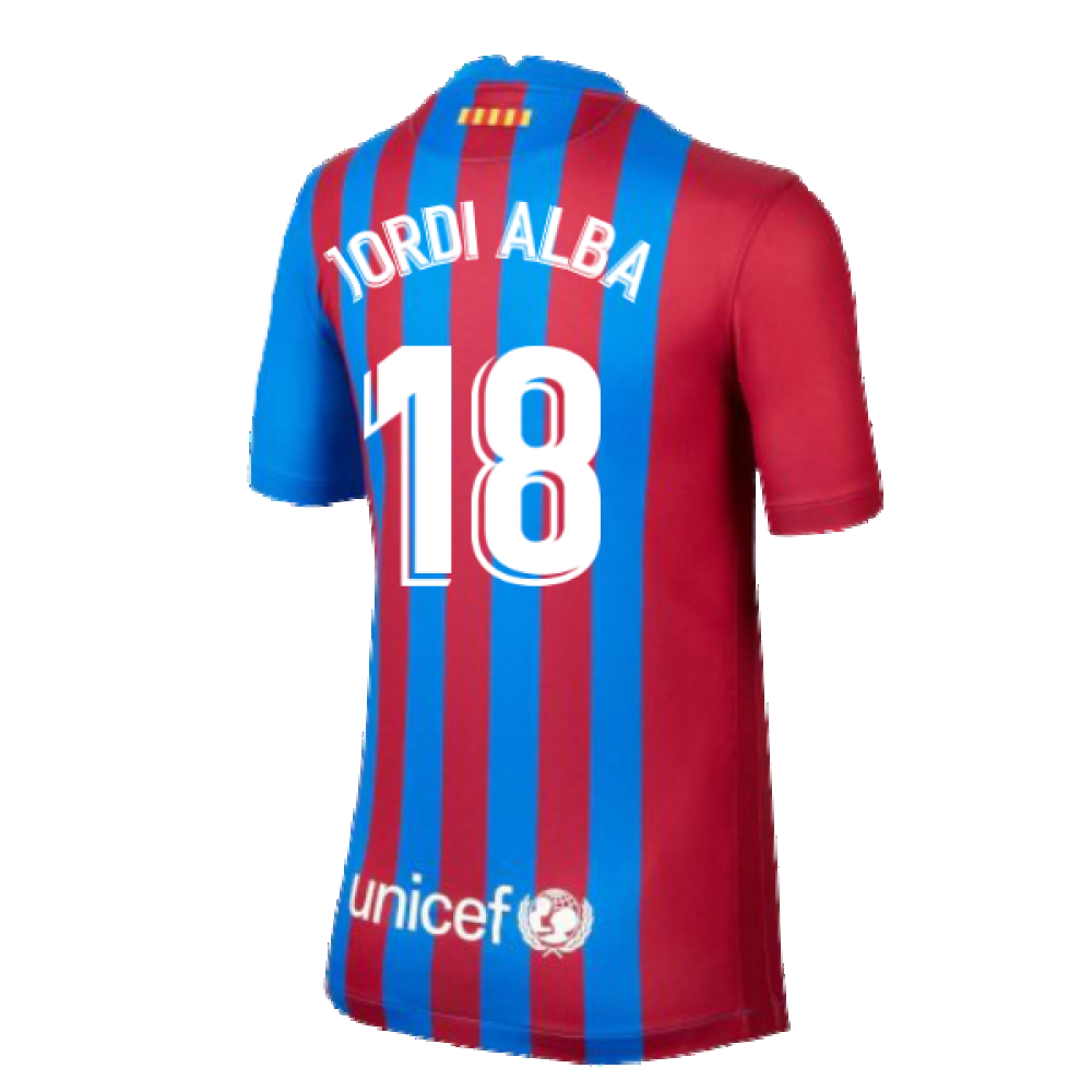 2021-2022 Barcelona Home Shirt (Kids) (JORDI ALBA 18)