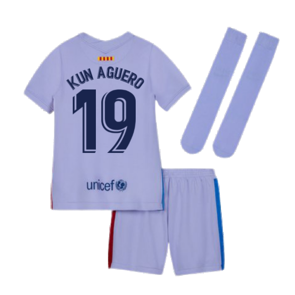 2021-2022 Barcelona Infants Away Kit (KUN AGUERO 19)