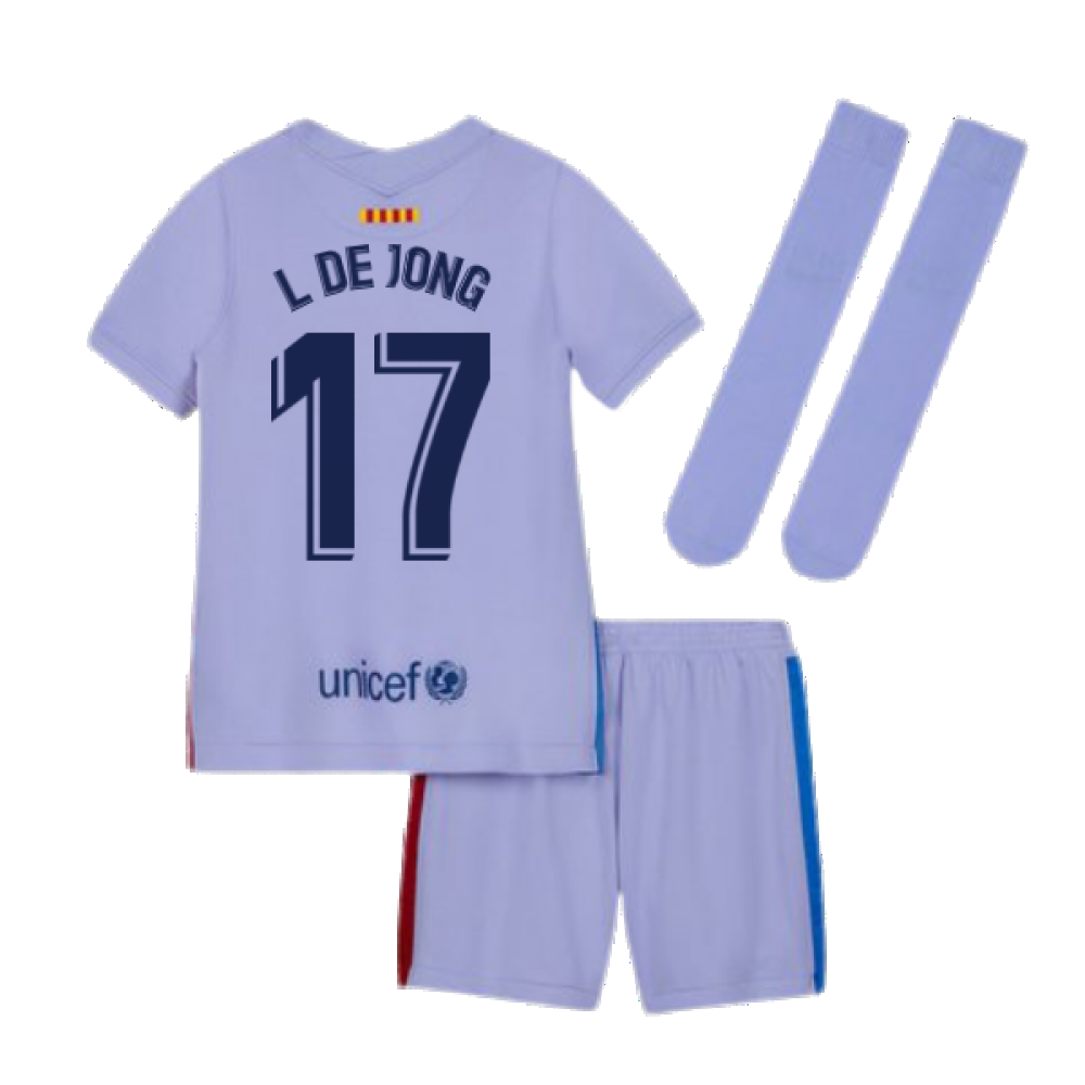 2021-2022 Barcelona Infants Away Kit (L DE JONG 17)