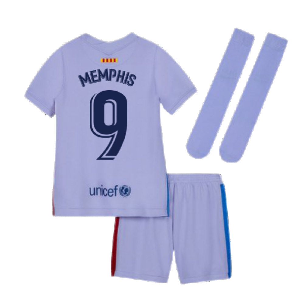 2021-2022 Barcelona Infants Away Kit (MEMPHIS 9)