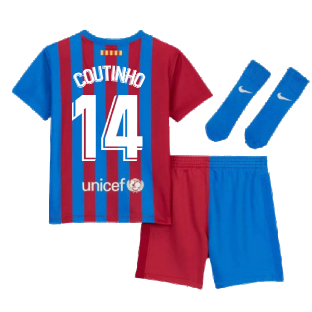 2021-2022 Barcelona Infants Home Kit (COUTINHO 14)