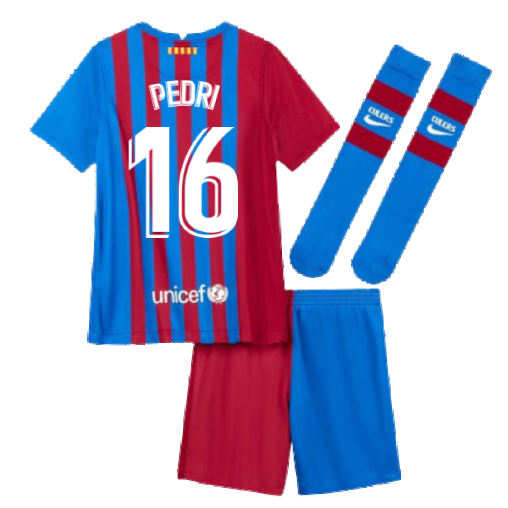 2021-2022 Barcelona Little Boys Home Kit (PEDRI 16)