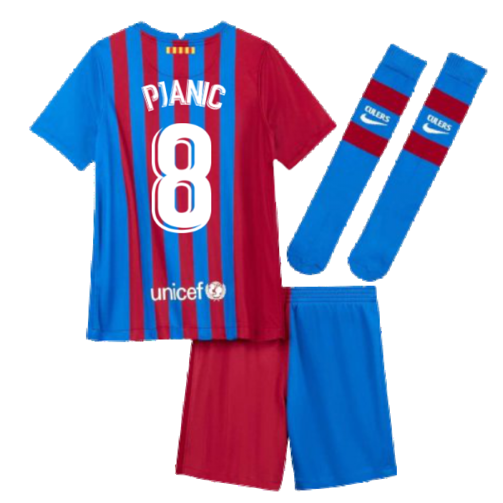 2021-2022 Barcelona Little Boys Home Kit (PJANIC 8)