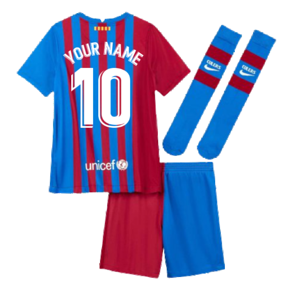 2021-2022 Barcelona Little Boys Home Kit (Your Name)