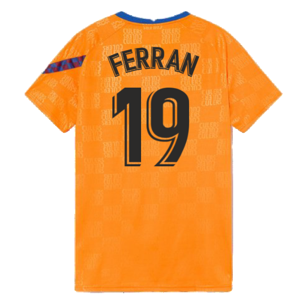 2021-2022 Barcelona Pre-Match Jersey (Orange) (FERRAN 19)