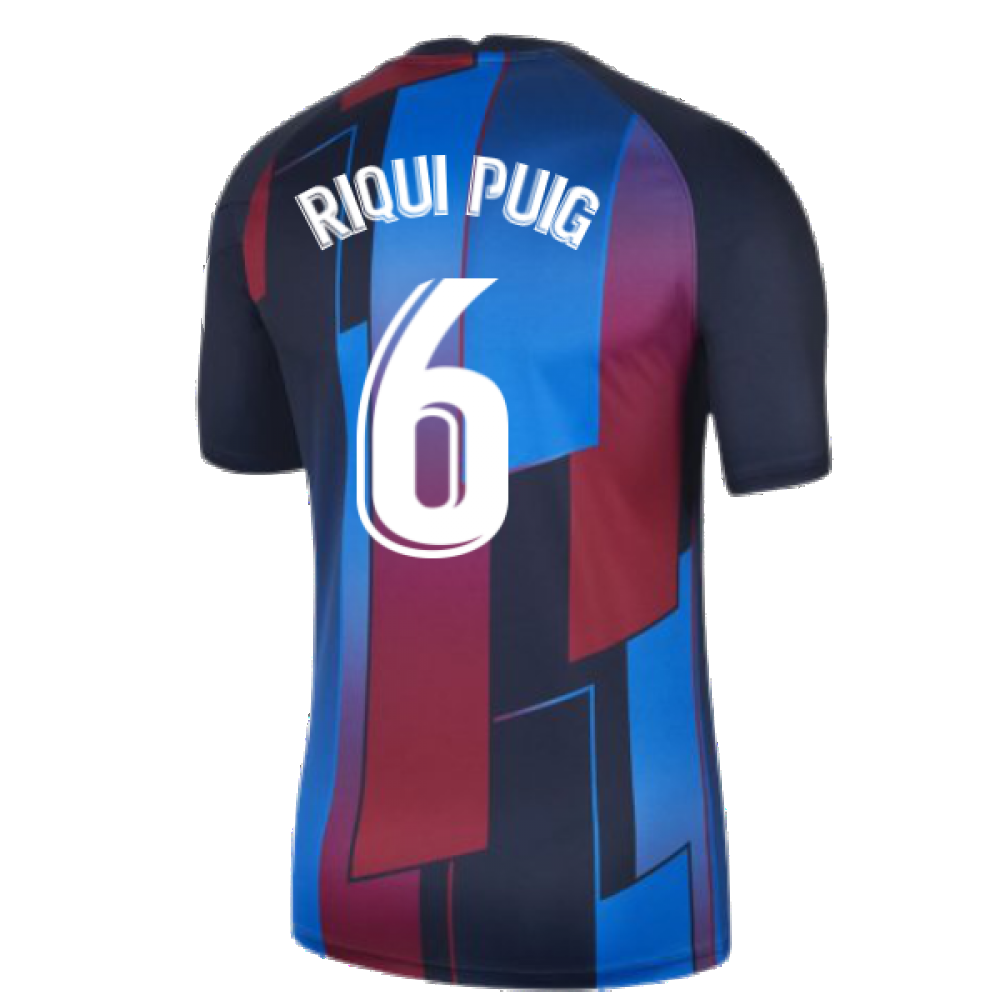 2021-2022 Barcelona Pre-Match Training Shirt (Blue) - Kids (RIQUI PUIG 6)