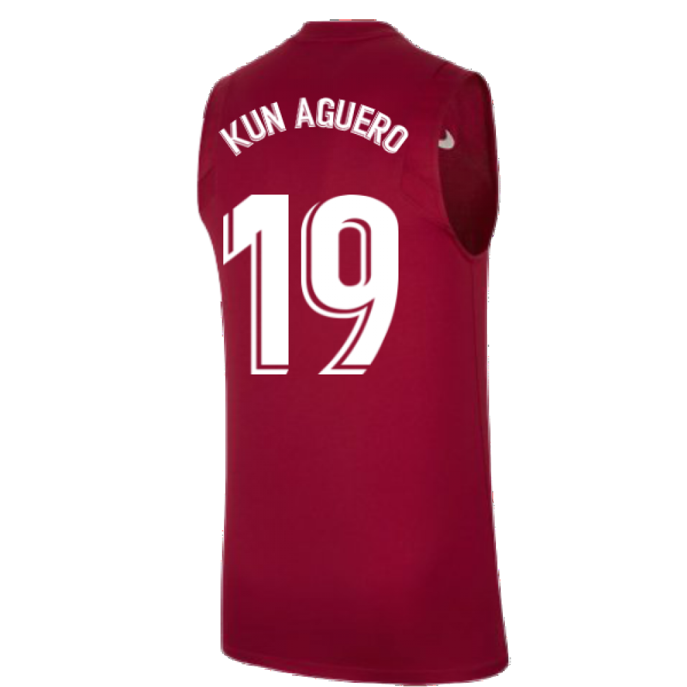 2021-2022 Barcelona Sleeveless Top (Red) (KUN AGUERO 19)