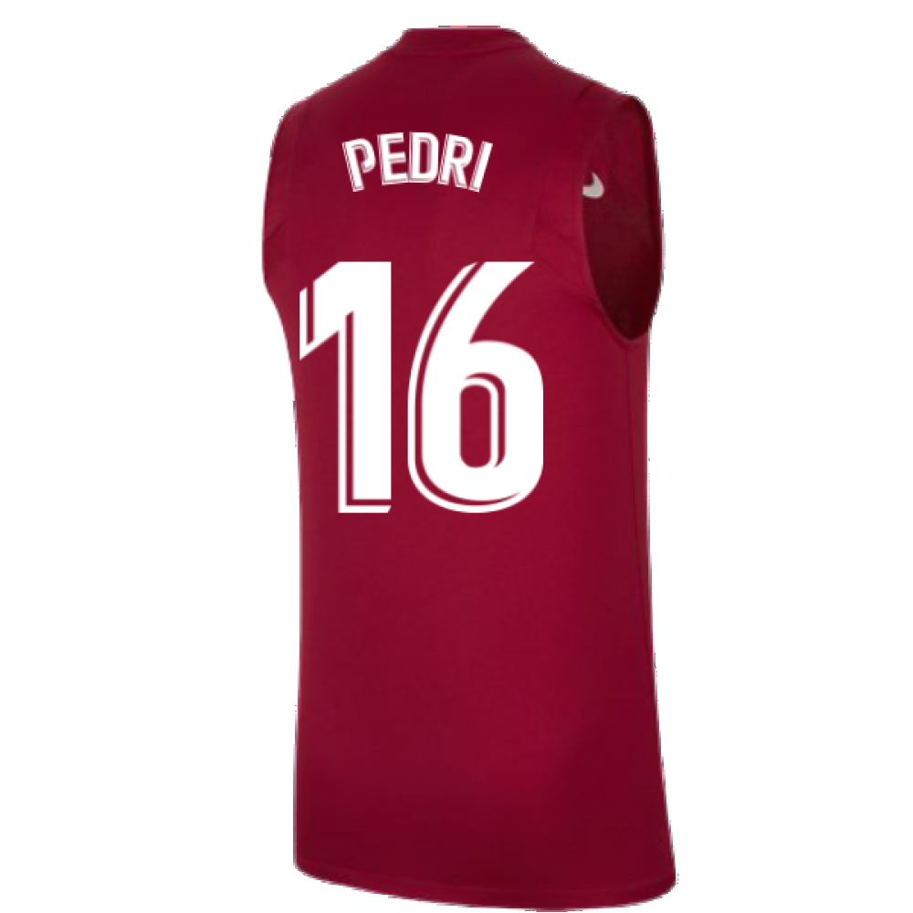 2021-2022 Barcelona Sleeveless Top (Red) (PEDRI 16)