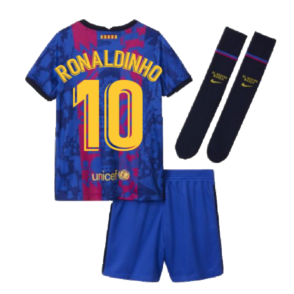 2021-2022 Barcelona Third Mini Kit (RONALDINHO 10)