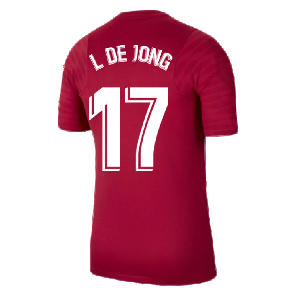 2021-2022 Barcelona Training Shirt (Noble Red) (L DE JONG 17)