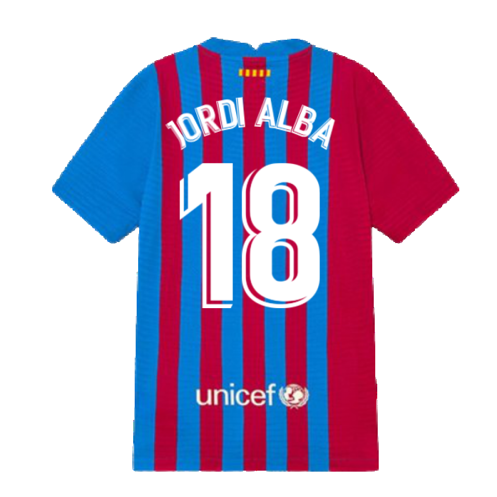 2021-2022 Barcelona Vapor Match Home Shirt (Kids) (JORDI ALBA 18)