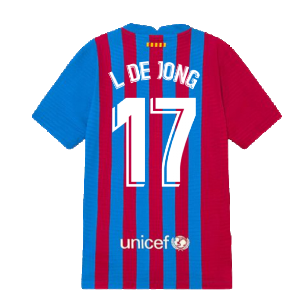 2021-2022 Barcelona Vapor Match Home Shirt (Kids) (L DE JONG 17)