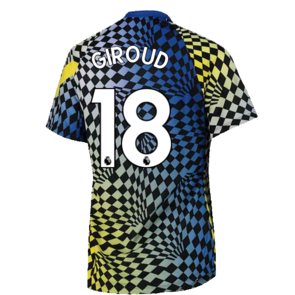 2021-2022 Chelsea Dry Pre-Match Training Shirt (Blue) (GIROUD 18)