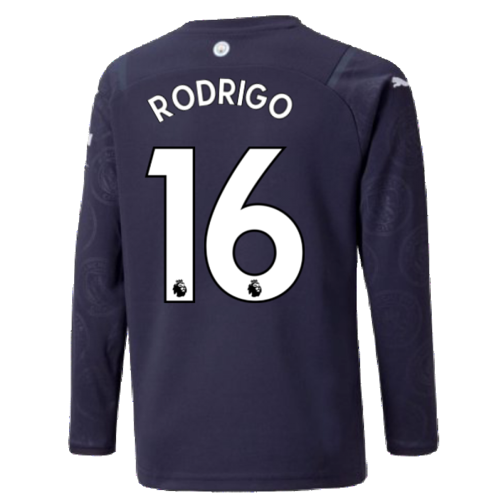 2021-2022 Man City Long Sleeve 3rd Shirt (Kids) (RODRIGO 16)